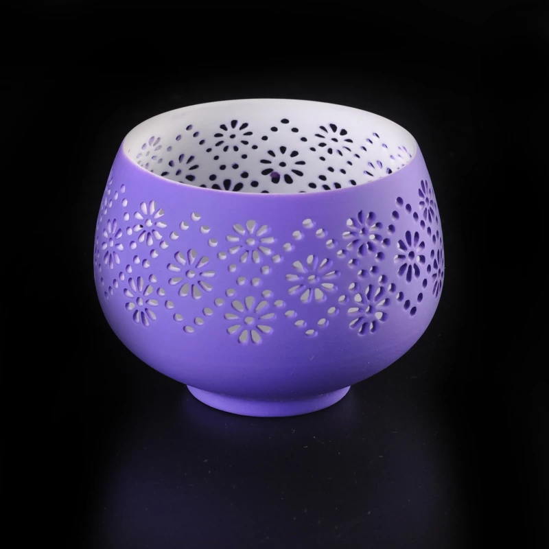 Hollow out ceramic candle vessel candle jars wholesale