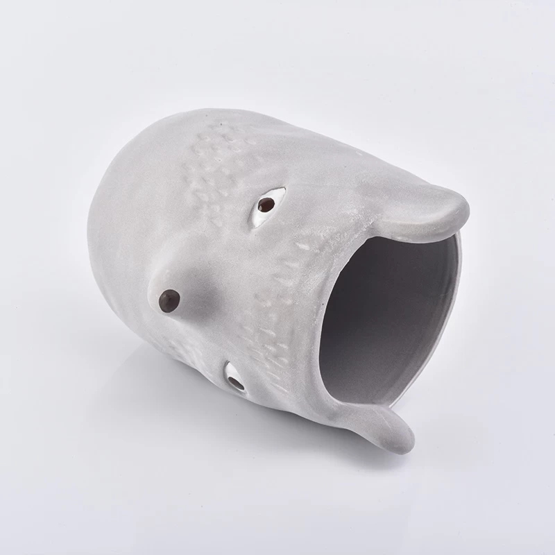 High quality creativity ceramic candle holder white bear shape clay container home decoration 