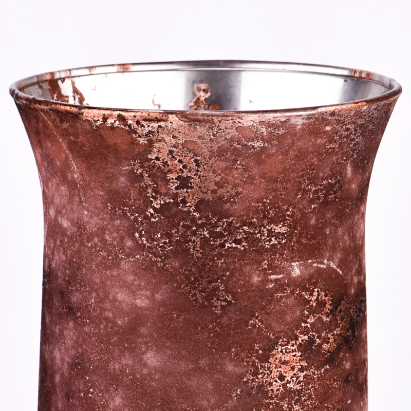 rose copper patina finish glass vase glass candle holder