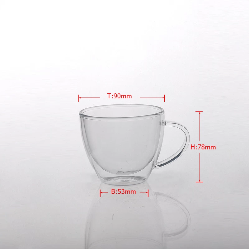Double wall glass tes cup with handle