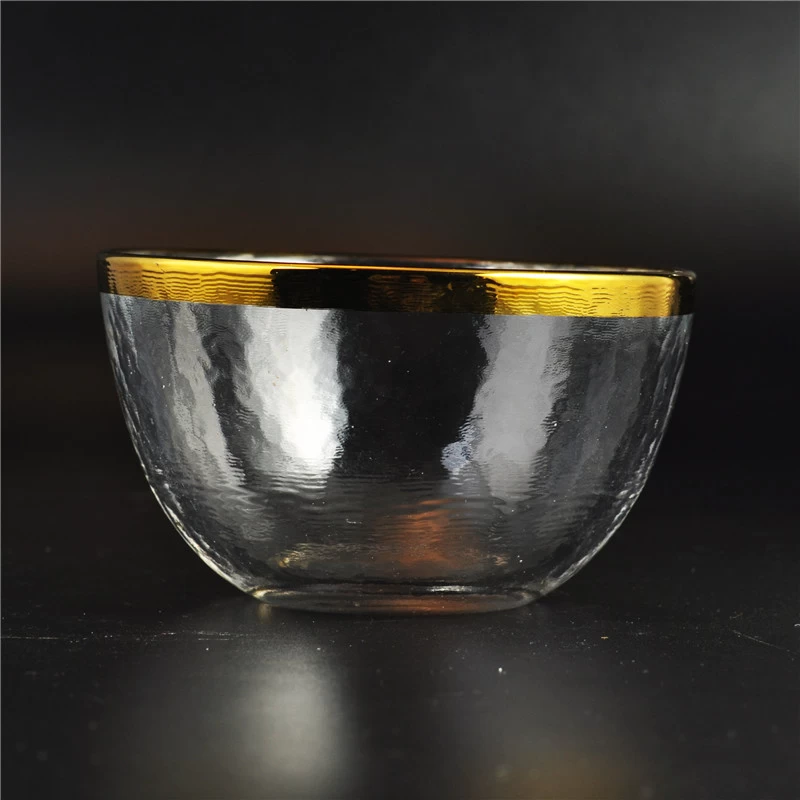 Gold rim glass candle holder for home decaration
