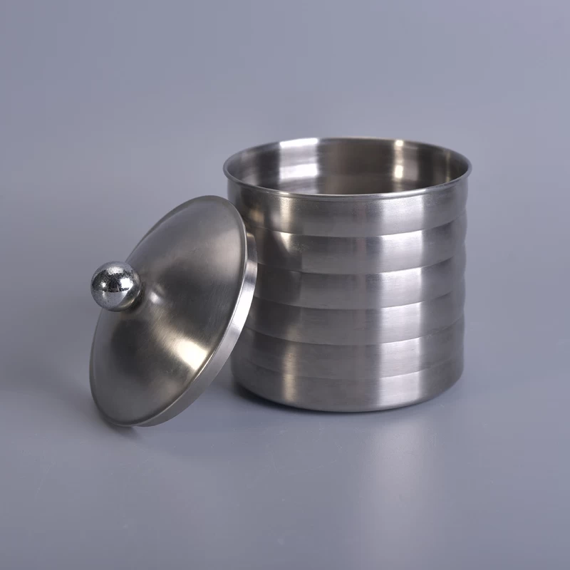 Cylinder tall stainless steel jar with lid