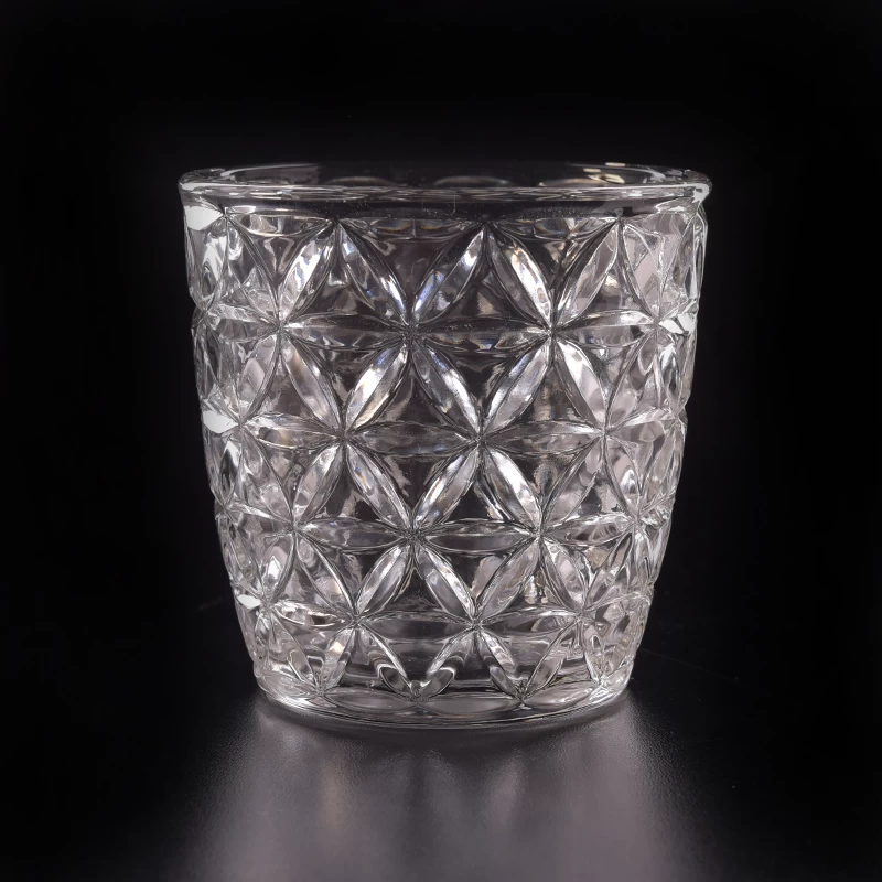 11 oz replacement clear glass candle holders with star pattern