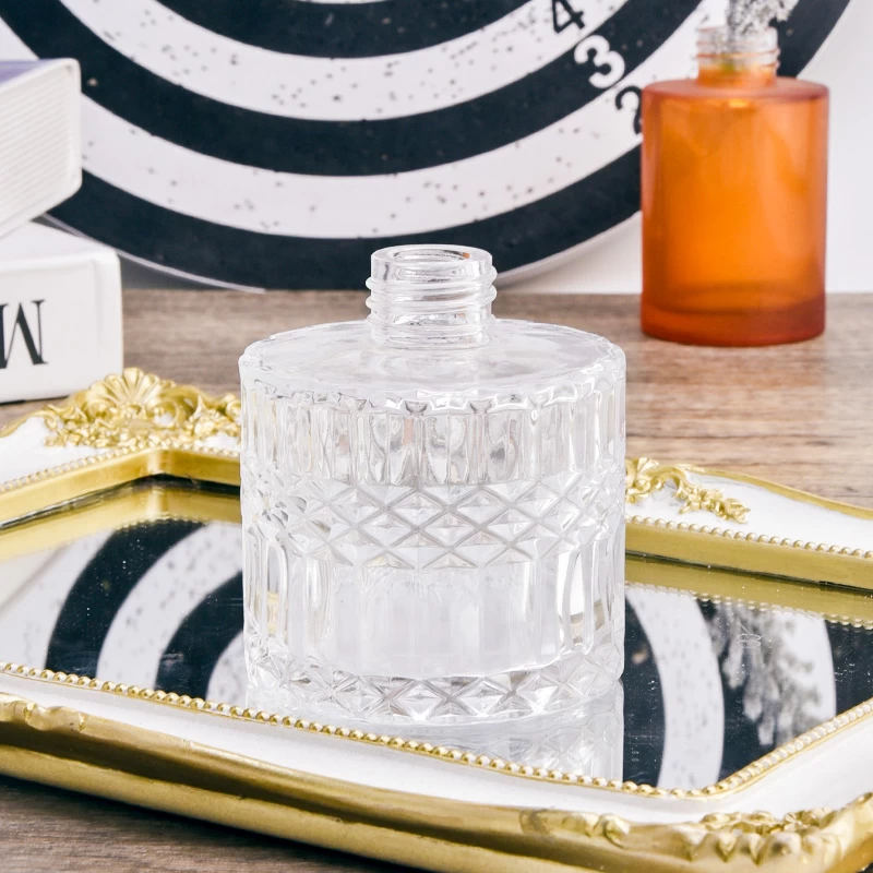 Luxury transparent glass perfume diamond pattern diffuser bottles