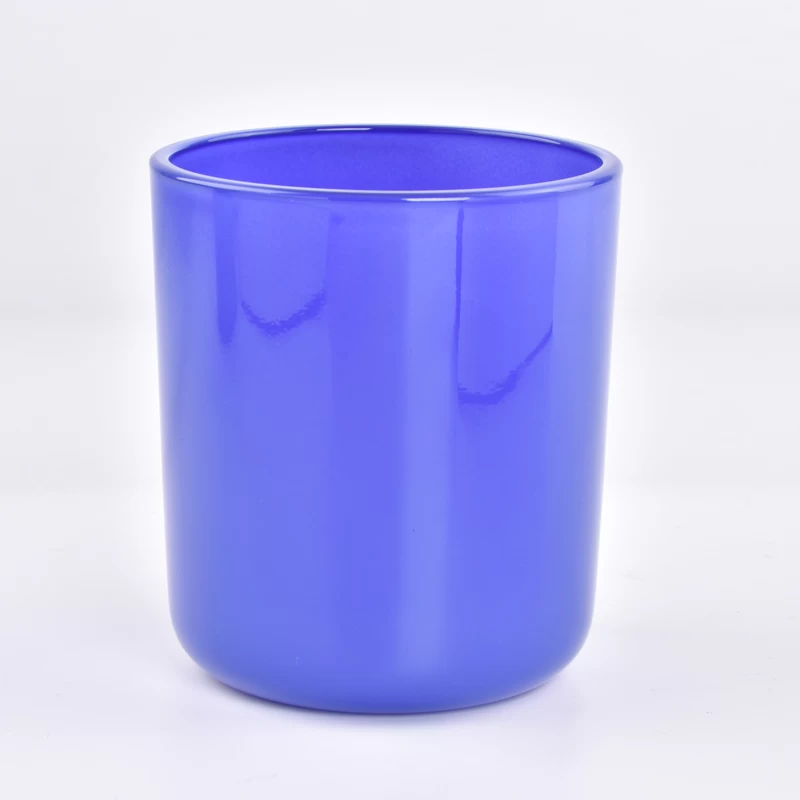 wholesale glass jar for candles blue color candle holder 