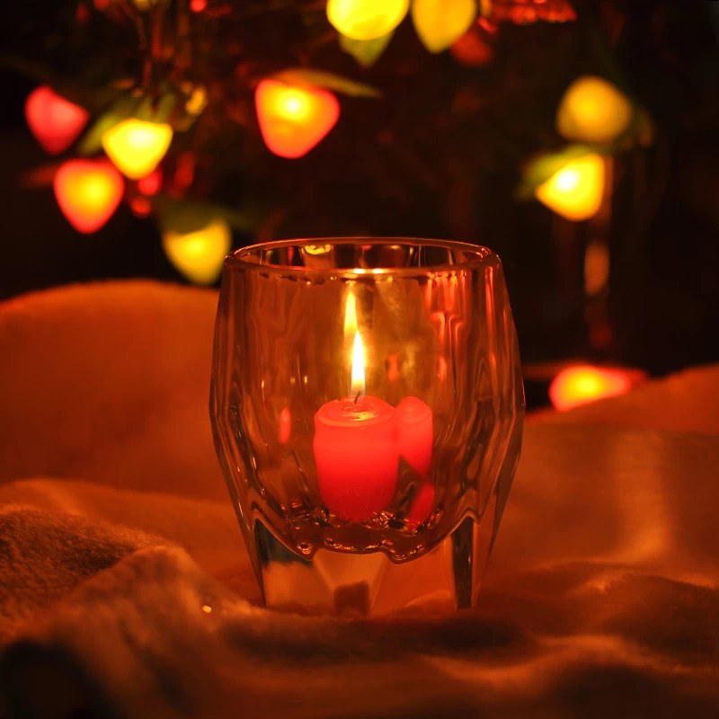 Glass candle holder with special shape