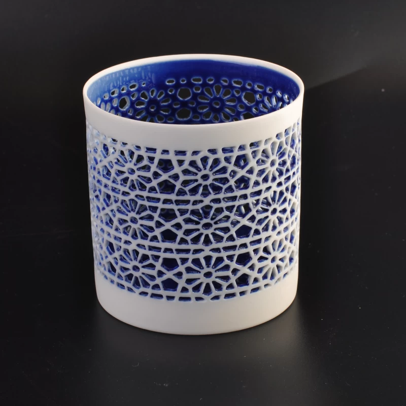 New hollow out home decoration ceramic candle holder