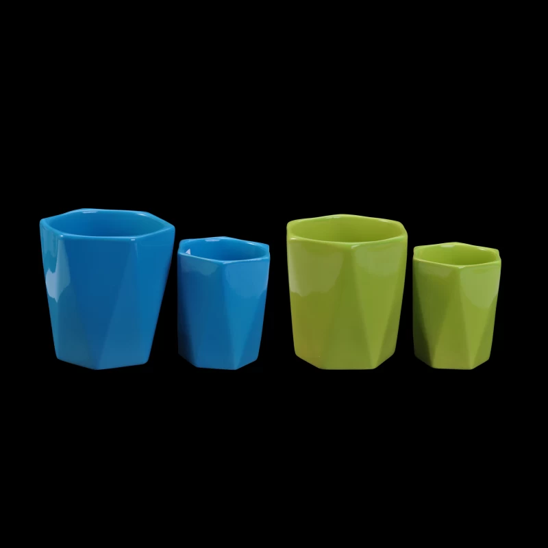 Blue color glazing porcelain/ceramic candles container