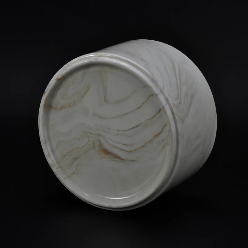 20oz Alabaster Color Marble Ceramic Candle Holder 