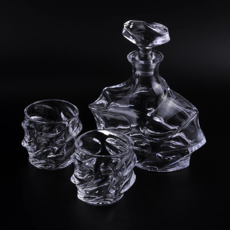 Bohemia glass whiskey decanter set