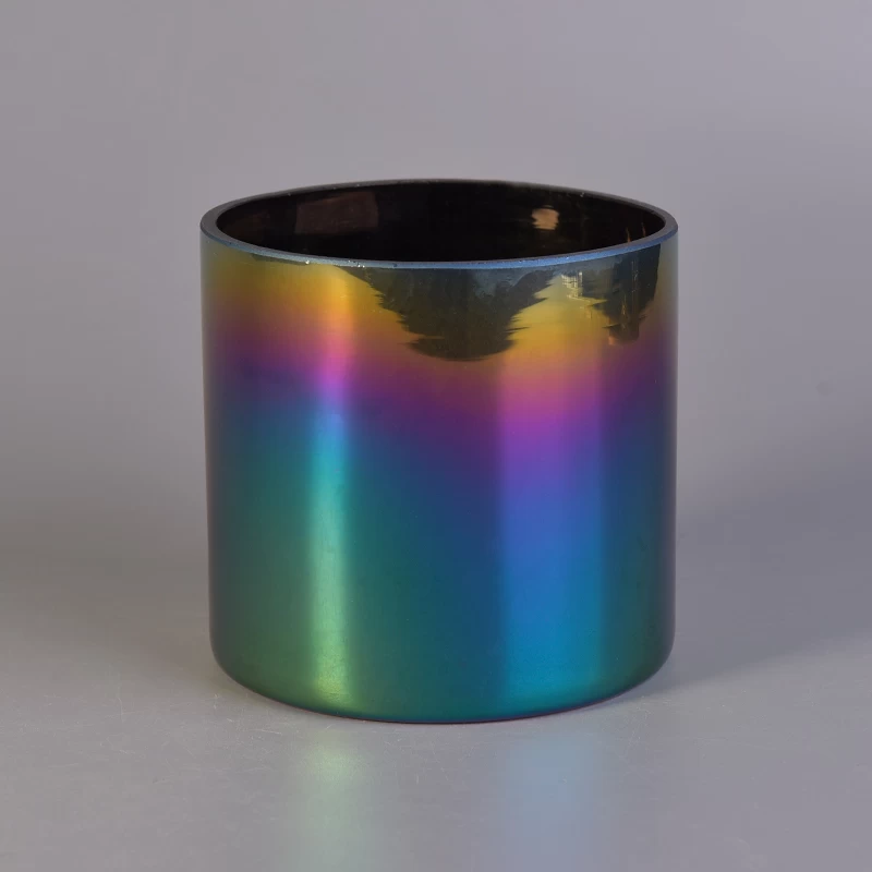 Rainbow plating decoration glass candle holder