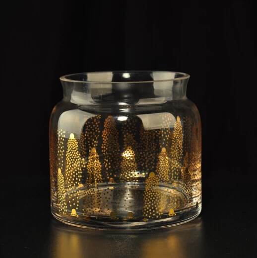 shiny gold printing glass candle jars