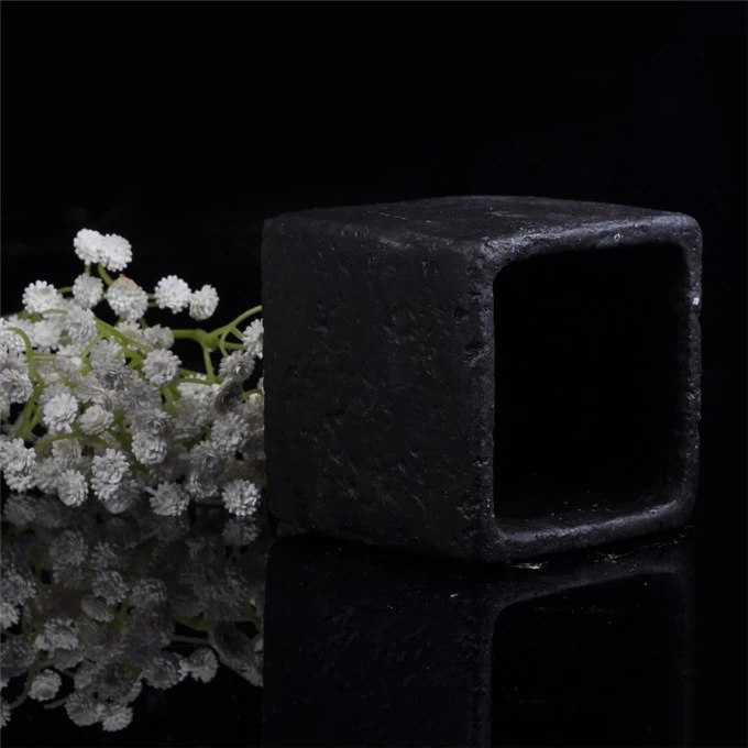 Square cement material rough candle holder