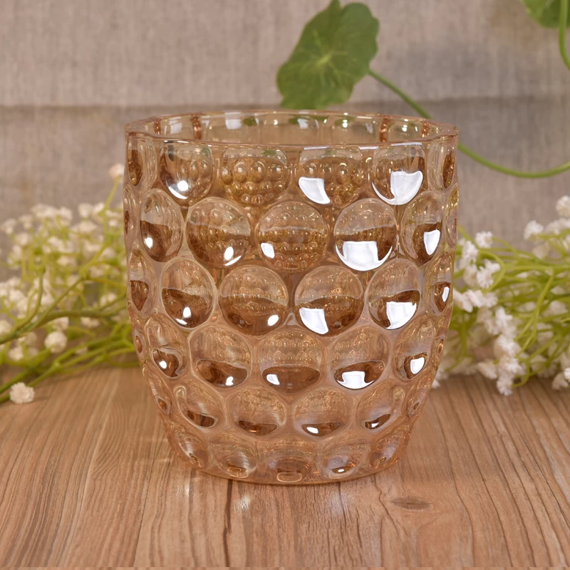 Beautiful ion plating glossy gold glass candle holders
