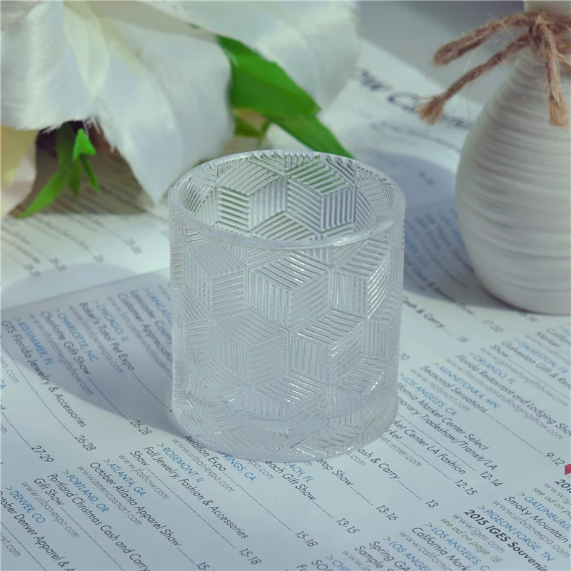 Customized glass candle jar decorative glass candle jar with lid