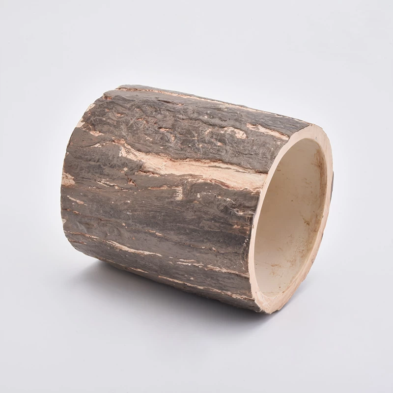 candle holders with bark design