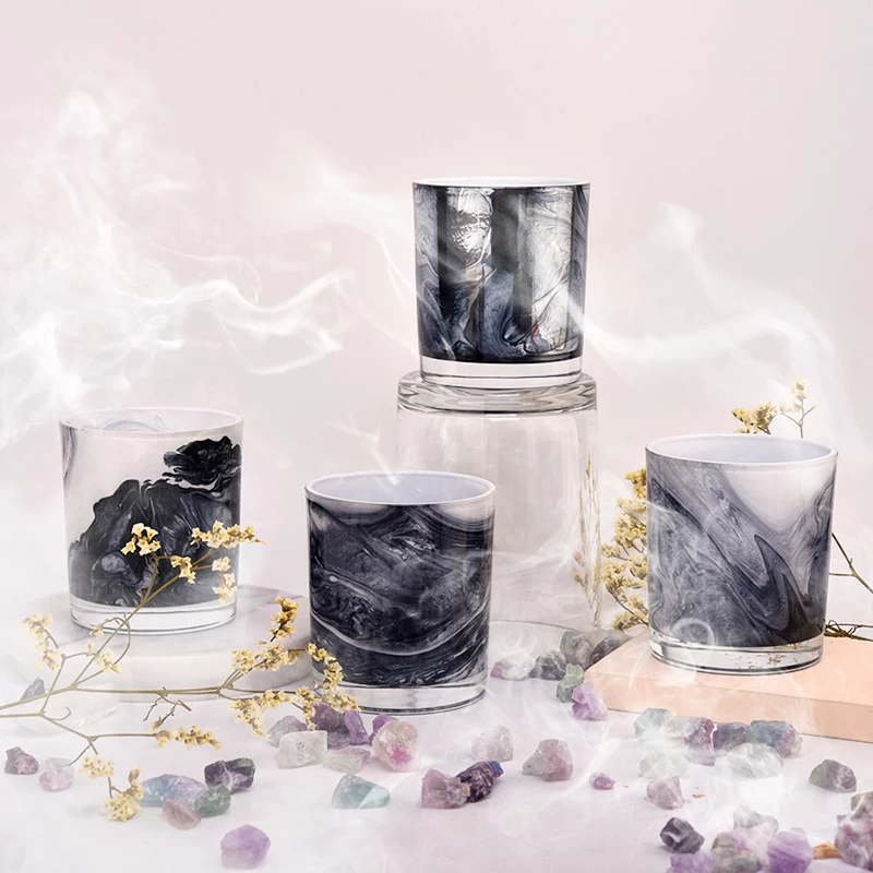 New 300ml luxury design pattern empty glass candle jar wholesale