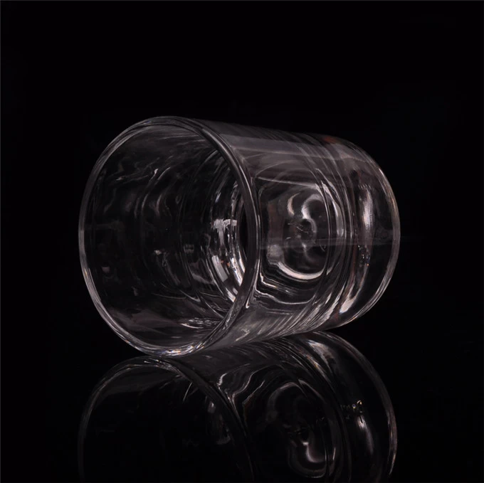 Clear blown round glass candle holder
