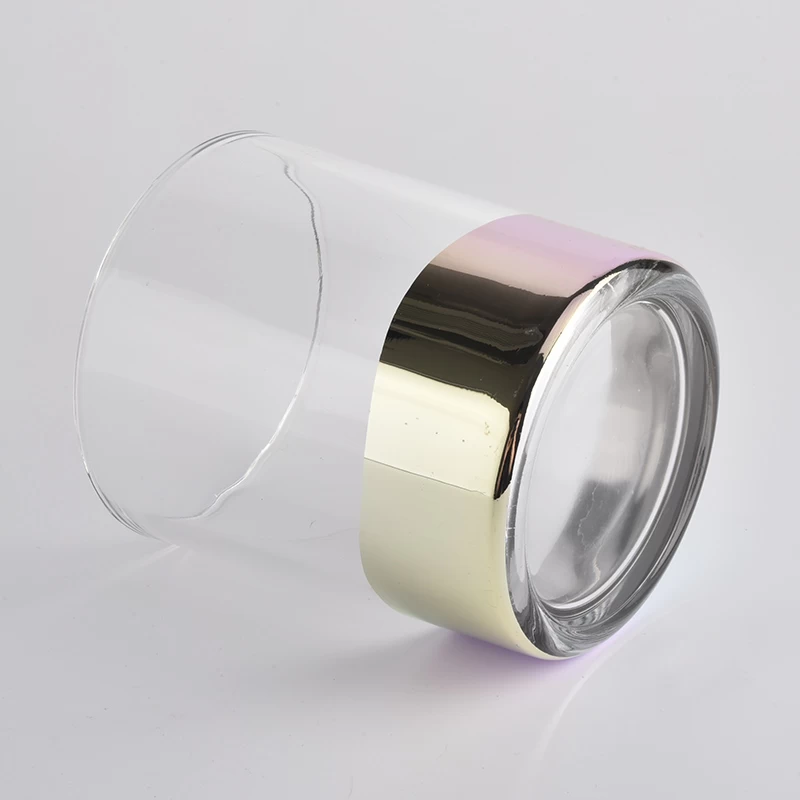 iridescent bottom glass candle jar 400ml