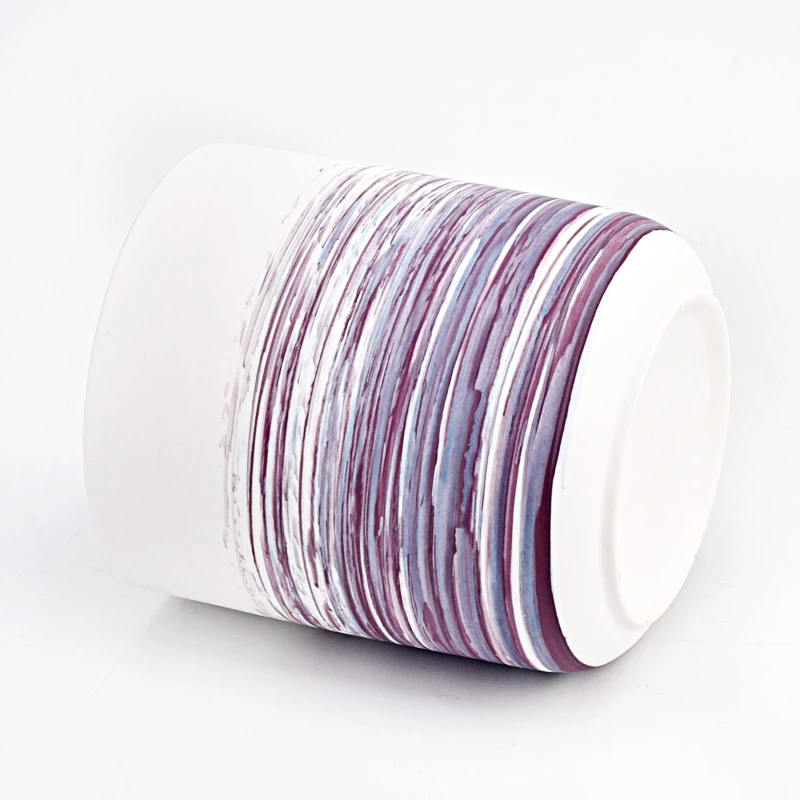 New design purple painting ceramic candle vessels for home decor