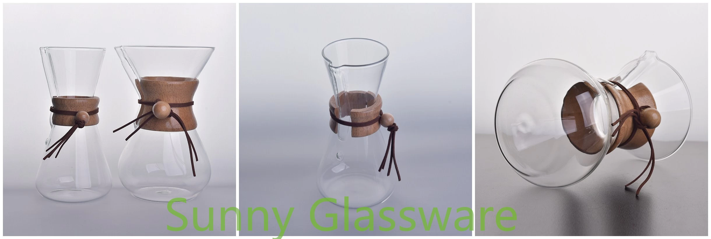 Pour-Over Glass Coffee Maker with Wood Collar