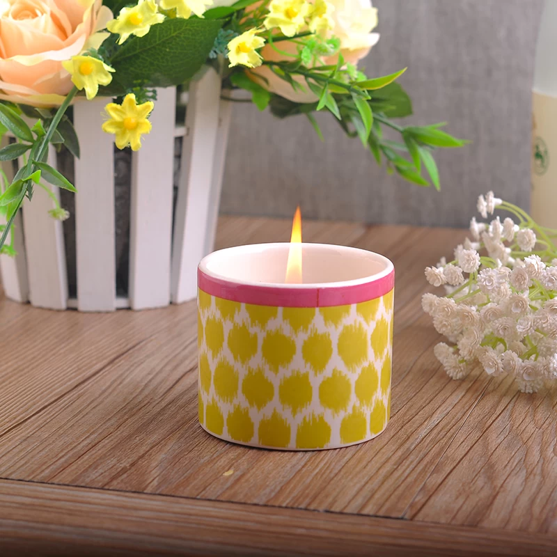 Colorful printing ceramic candle holders