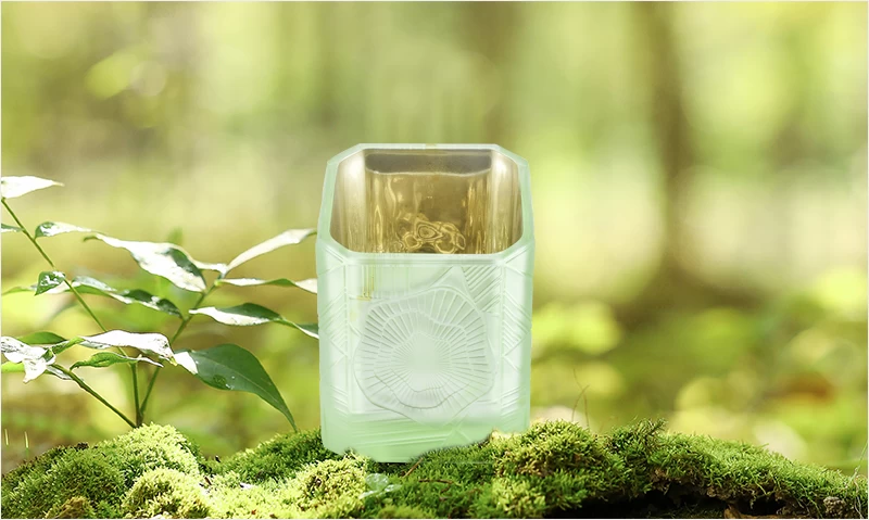 280ml uxury glass candle jars embossed flower whisper bevel edges design