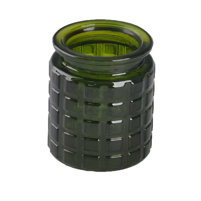  green glass candle holder  