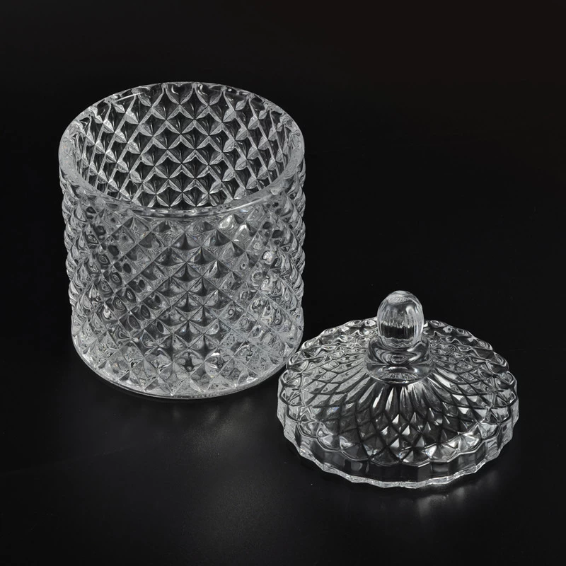 New design high quality glass candle jar with lid