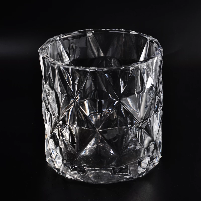Diamond Pattern Crystal Glass Candle Holder