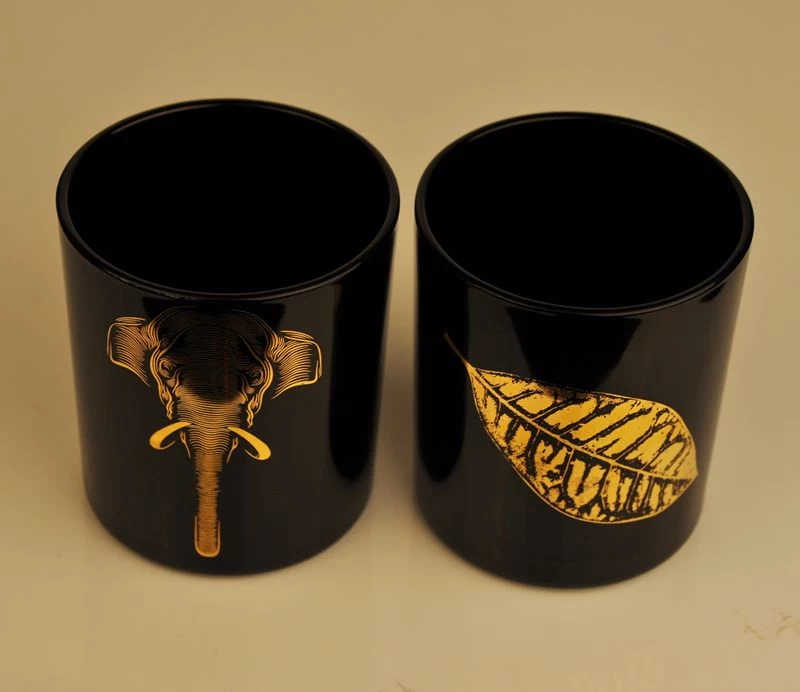 In stock wholesale glass cups custom printed candle jars black