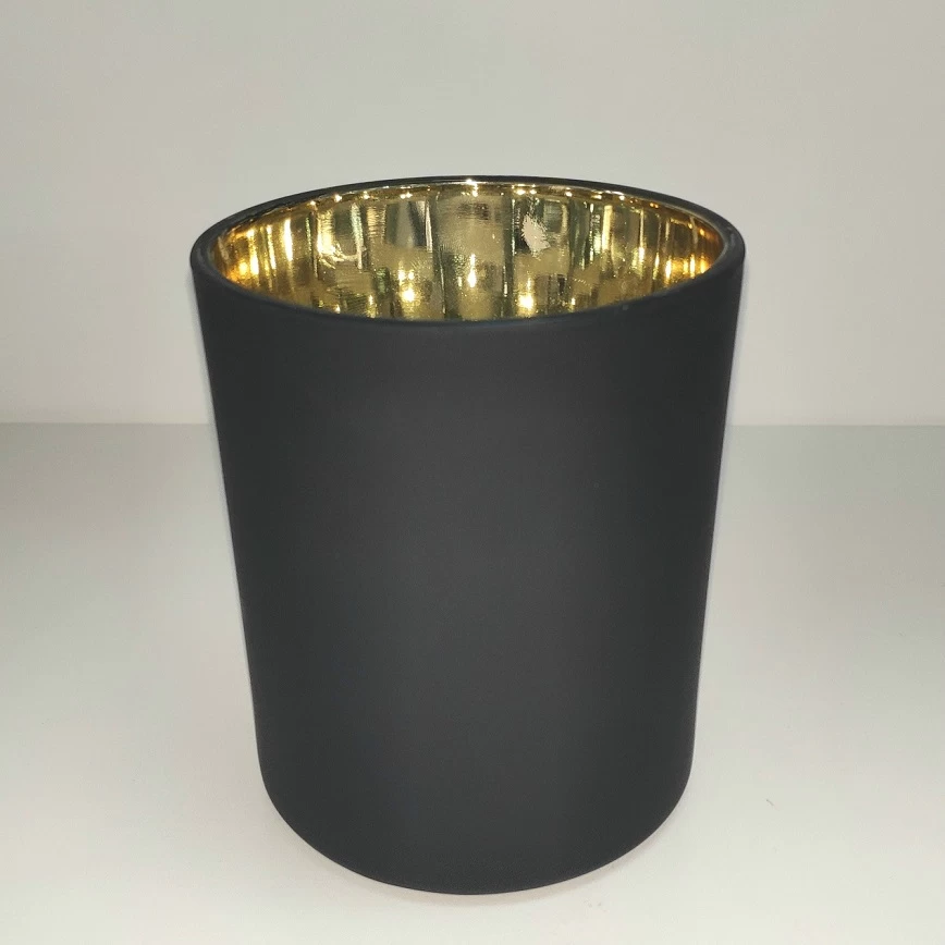 10oz cylinder matte black jar with gold interior