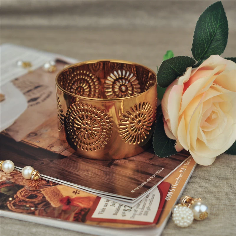 High quality copper electroplated ceramic candle holder 