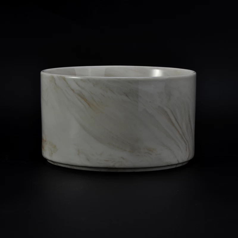 20oz  Alabaster Color Marble Ceramic Candle Holder 