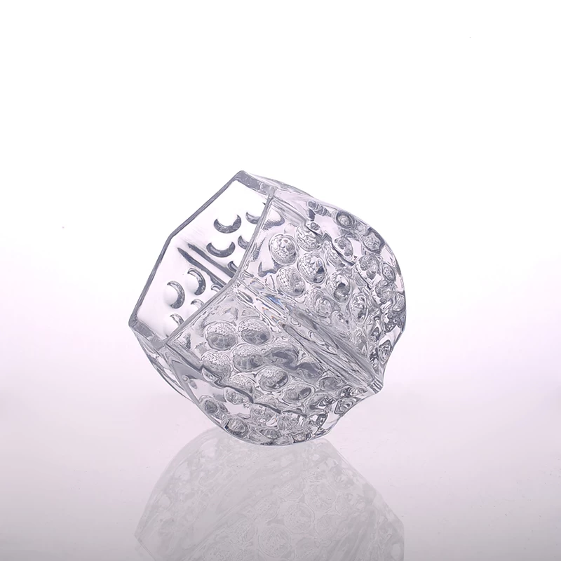 new product crystal glass candle holder with embossed pattern
