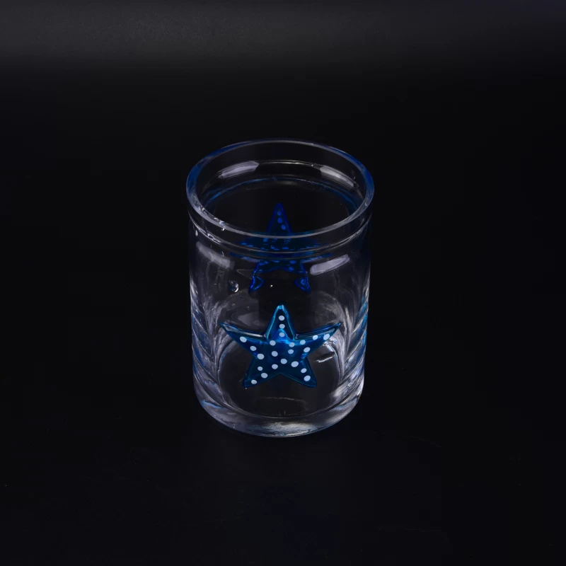 clear glass candle holder with star for party, bar