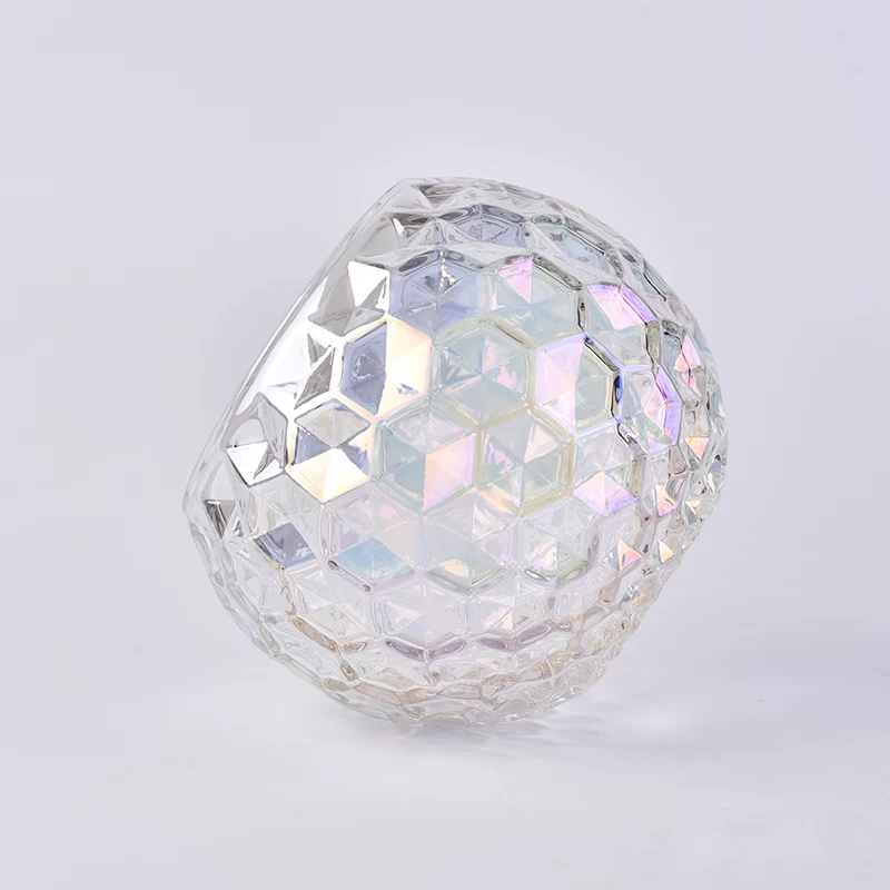 24oz diamond cut ball glass jars with ion plating