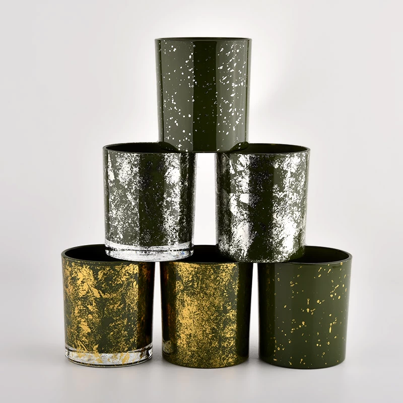 Wholesale Custom Unique green Glass Empty Glass Candle Jar