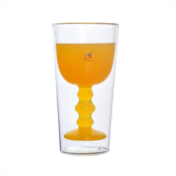 Double wall juice cup double wall glass cup