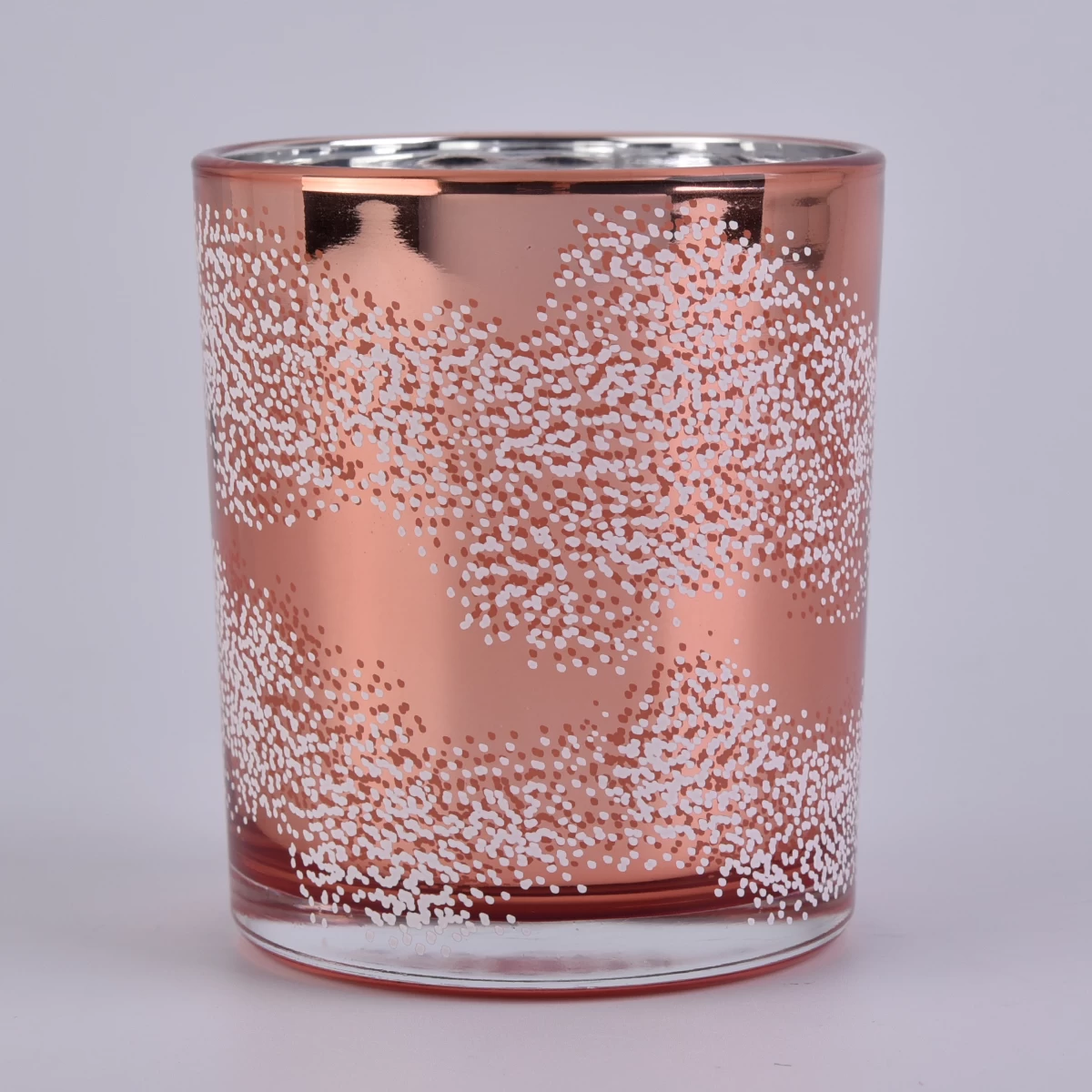 rose gold glass candle jar with 3D pattern prints