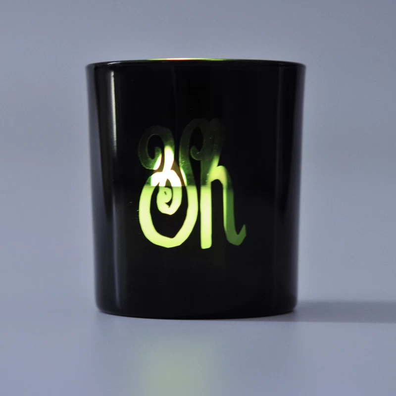 Unique luxury decorative black color laser logo candles glass jar