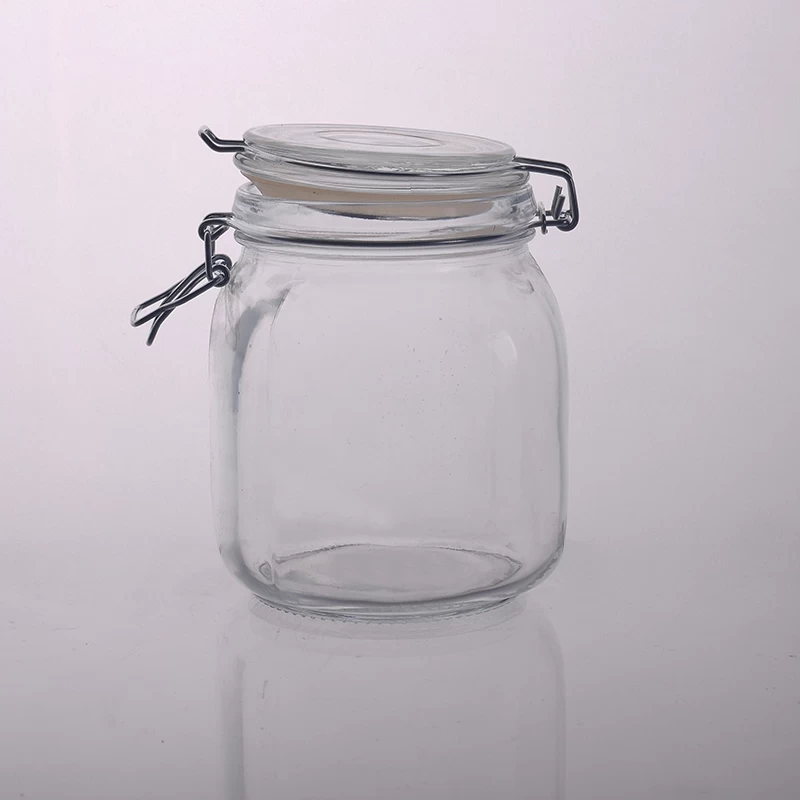 Crystal Food Fruit Sugar Glass Jar Storage Container with Clip Lid