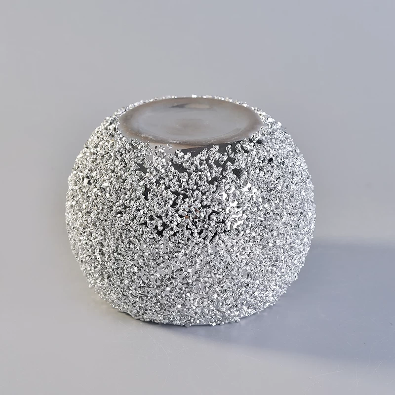 Unique design silver ball-shape glass candle vessels