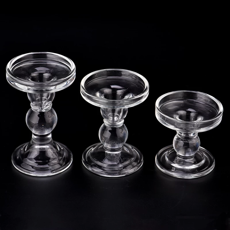 Home Decoration Artistic Candlestick Clear Glass Taper Candle Holder