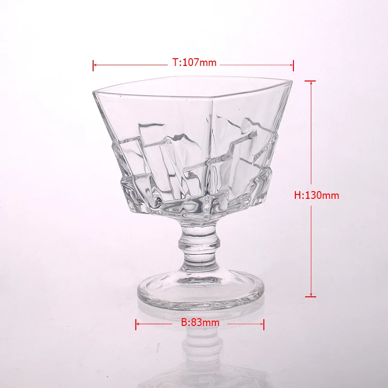 Homely new products square shape long-stem glass candle holder 