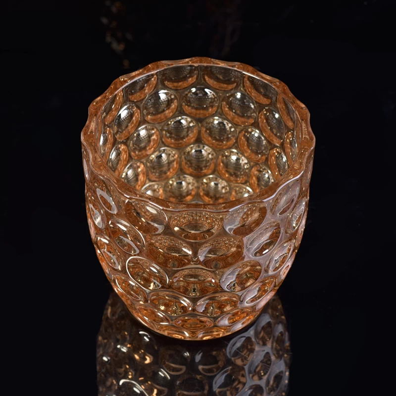 Beautiful ion plating glossy gold glass candle holders