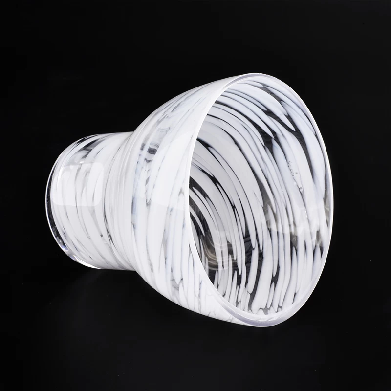 White pattern warping glass candle holders