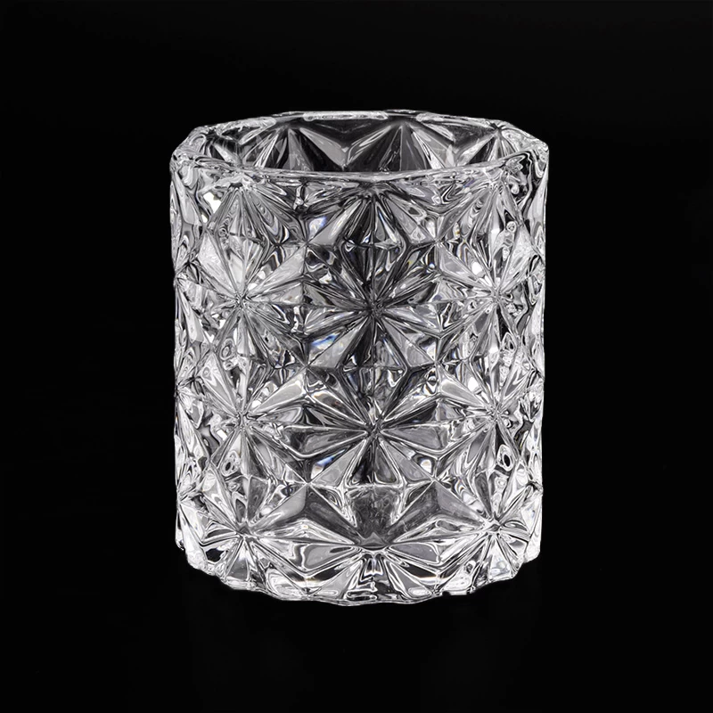 Diamond crystal clear glass candle jar 8oz
