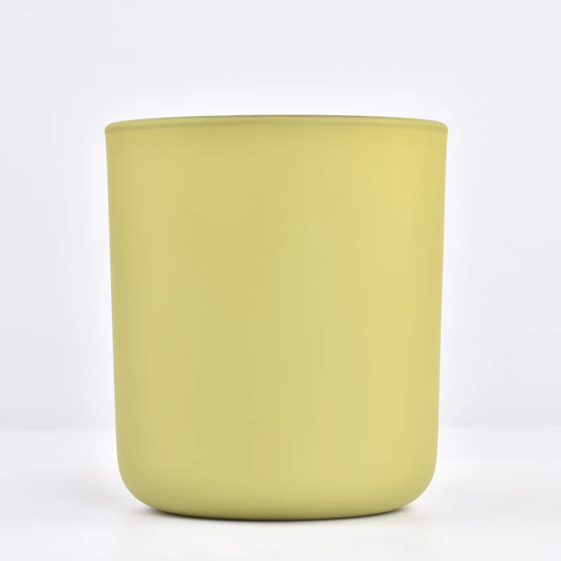Popular frosted green glass candle holder for home decor