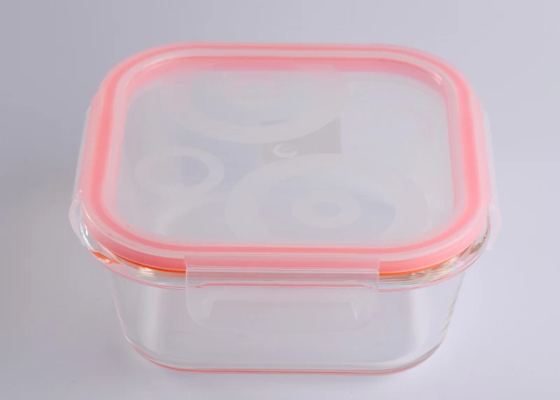 695ml Square Sealed Cover Glass Food Container Oven Glass Bowl